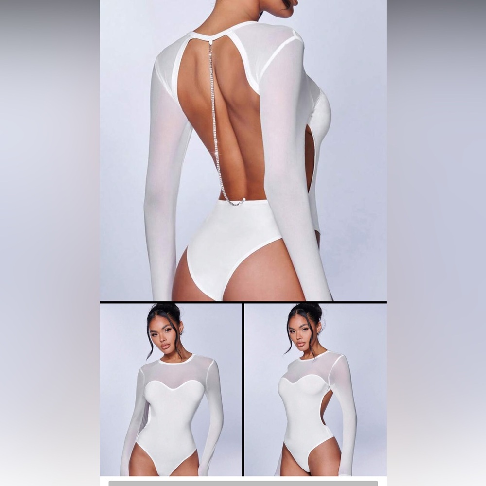 Elegant White Long Sleeve Bodysuit